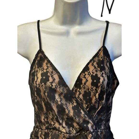 Lulus NWT Frilled to Be Here Ruched Lace Mini Dress in Black M Cocktail Formal - Picture 4 of 8